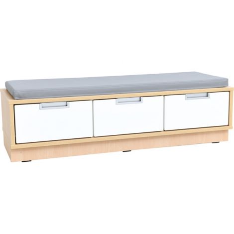 Dulap bancuta Quadro 3 locuri, culoare alb-artar, saltea sezut gri - imagine 6